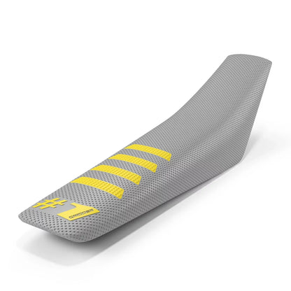 RIBBED Seat Cover - Light Grey/Yellow