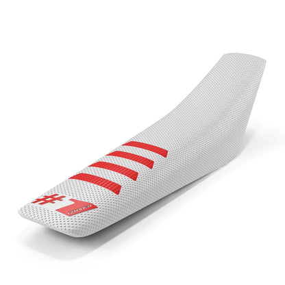 RIBBED Seat Cover - White/Red